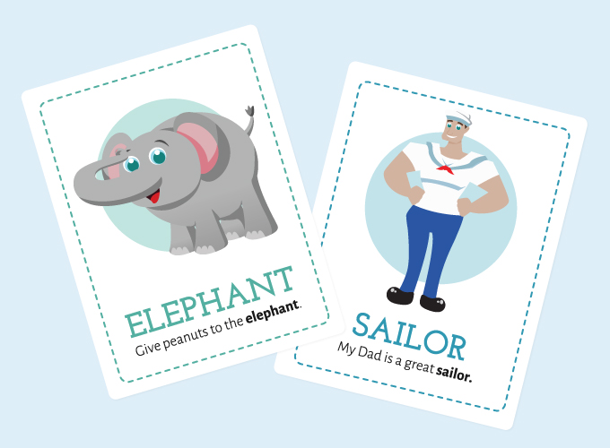 Lion Flash Cards: Elephant and Sailor