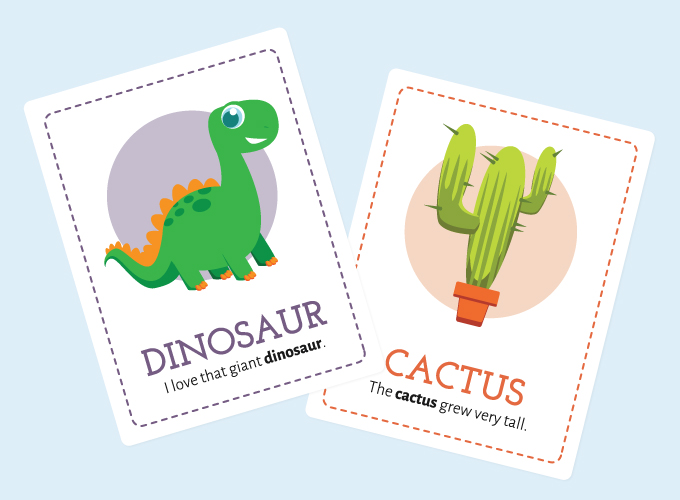Seal Flash Cards: Dinosaur and Cactus