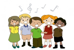 Cartoon of Children Singing