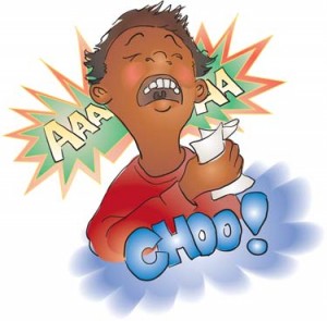 Cartoon of Child Sneezing