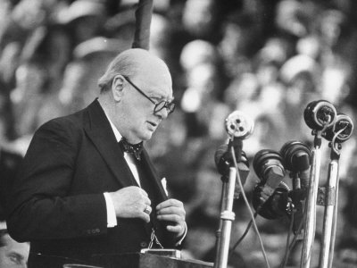 Winston Churchill Giving a Speech