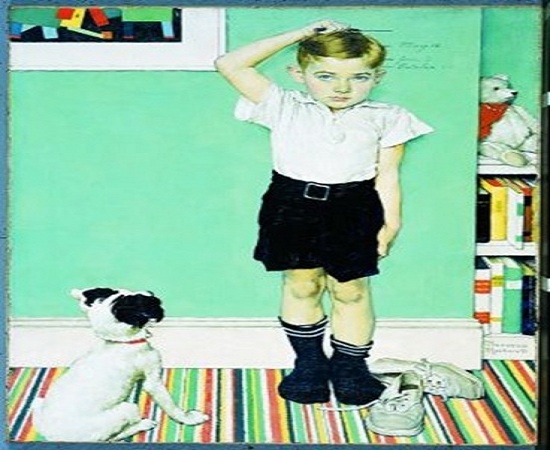 Child Measuring Height - Norman Rockwell