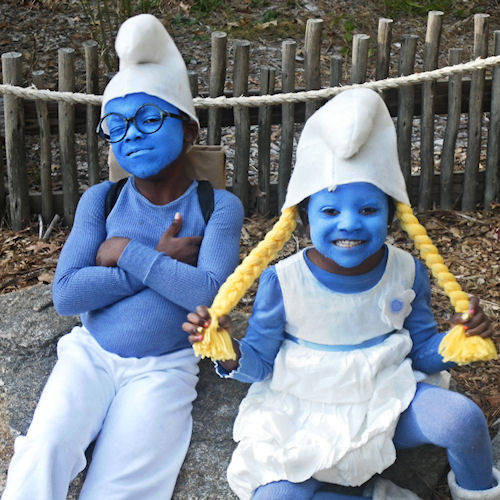 Children Dressed as Smurfs for Halloween