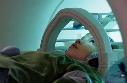 Child participating in MRI for Speech Research