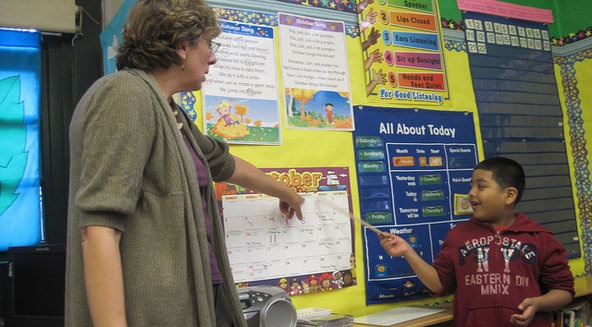 Child learning in classroom 