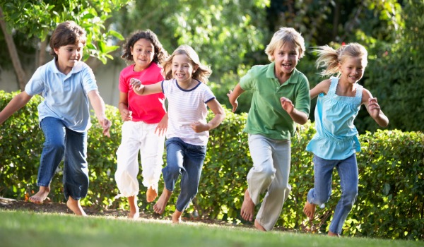 Kids running outdoors