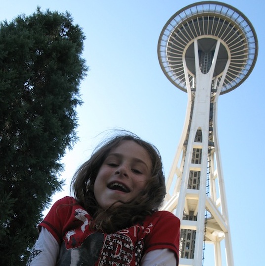 child at the space needle