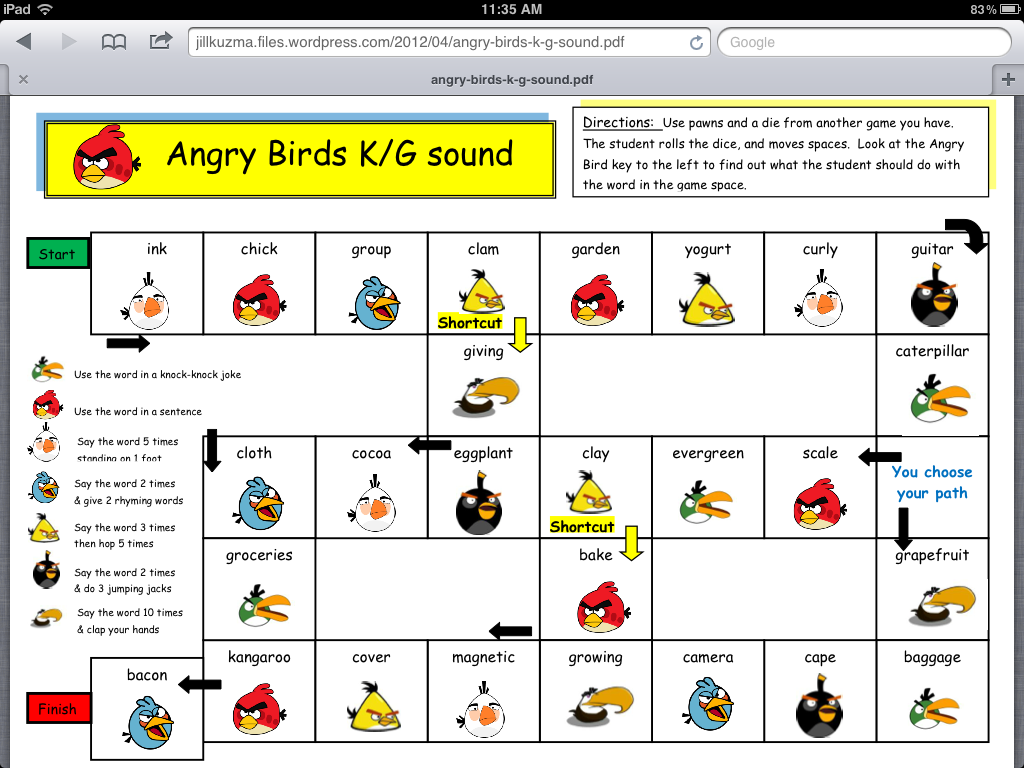 angry birds articulation game 