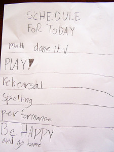 Kid's to do list